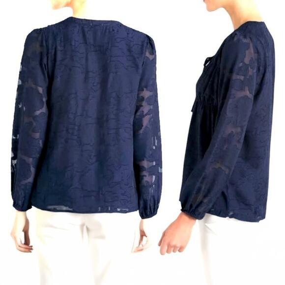 NWT Mason & Belle Romantic Navy Boho Blouse Sz Small - Picture 2 of 12